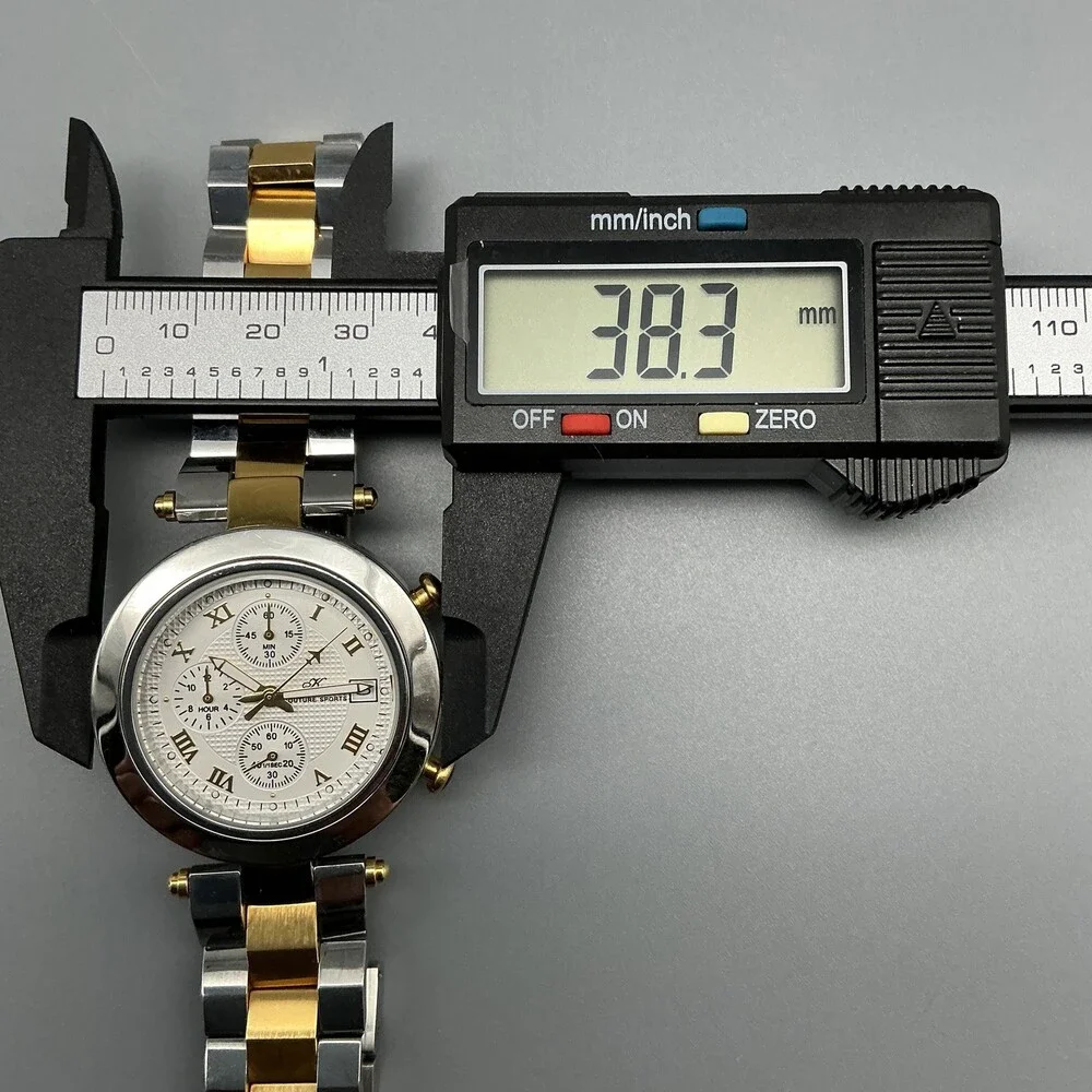 Klaus Kobec Mens Watch 38mm Two Tone Chronograph KKG1913 New Battery 7.25